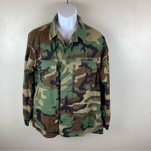 VTG‎ 1995 US Army Combat Hot Weather Shirt Jacket Uniform Woodland Camo Med Reg